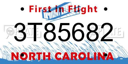3T85682 North Carolina License Plate
