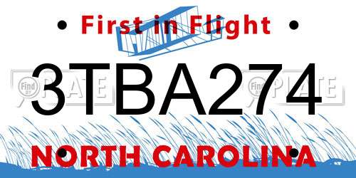3TBA274 North Carolina License Plate