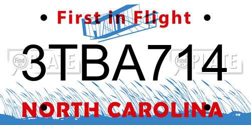 3TBA714 North Carolina License Plate