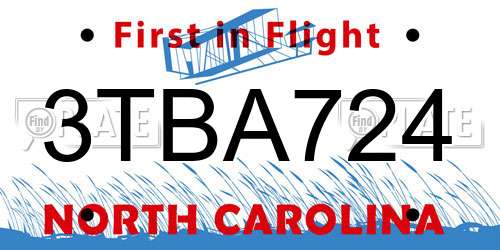 3TBA724 North Carolina License Plate