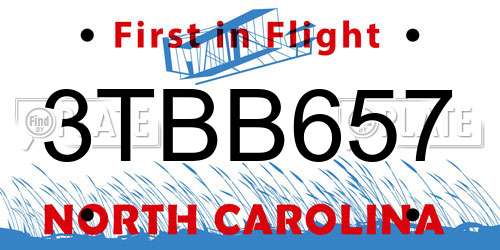 3TBB657 North Carolina License Plate