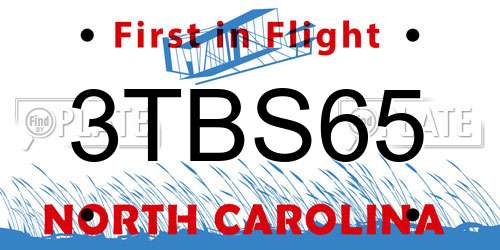 3TBS65 North Carolina License Plate