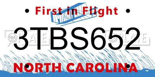 3TBS652 North Carolina License Plate