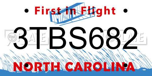 3TBS682 North Carolina License Plate