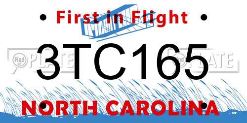 3TC165 North Carolina License Plate