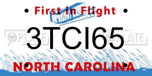 3TCI65 North Carolina License Plate