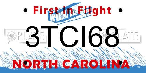 3TCI68 North Carolina License Plate