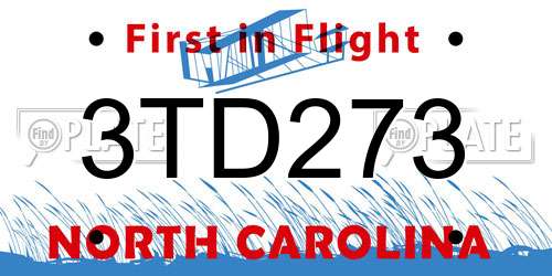 3TD273 North Carolina License Plate