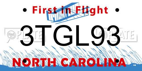 3TGL93 North Carolina License Plate