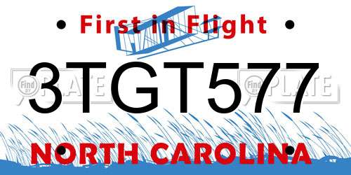3TGT577 North Carolina License Plate