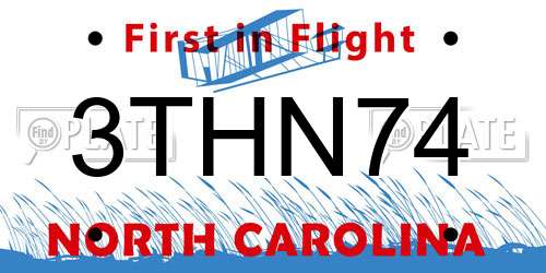 3THN74 North Carolina License Plate