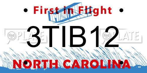 3TIB12 North Carolina License Plate