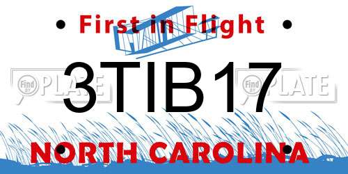 3TIB17 North Carolina License Plate