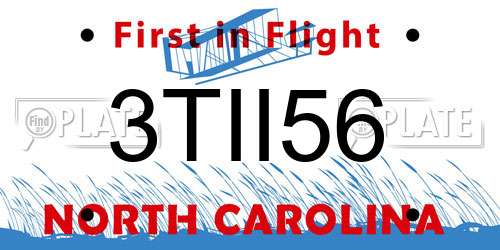 3TII56 North Carolina License Plate