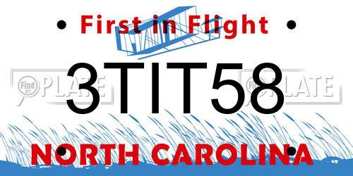 3TIT58 North Carolina License Plate