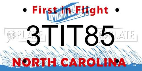 3TIT85 North Carolina License Plate