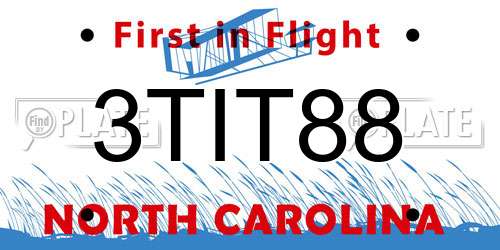 3TIT88 North Carolina License Plate
