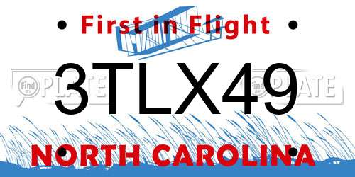 3TLX49 North Carolina License Plate