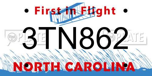 3TN862 North Carolina License Plate