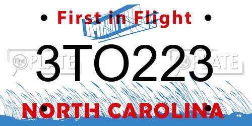 3TO223 North Carolina License Plate