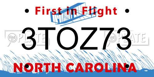 3TOZ73 North Carolina License Plate