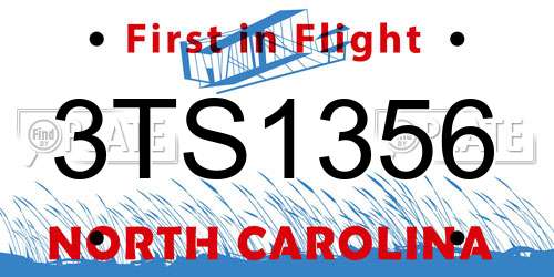 3TS1356 North Carolina License Plate