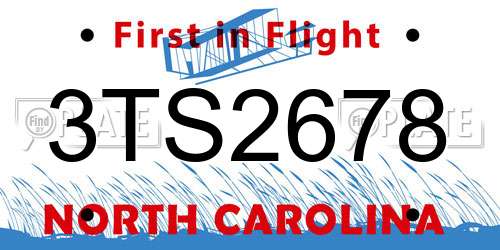3TS2678 North Carolina License Plate