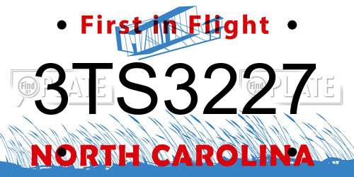 3TS3227 North Carolina License Plate