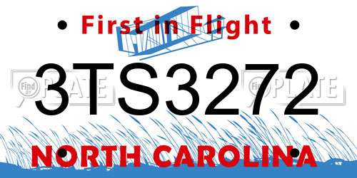 3TS3272 North Carolina License Plate