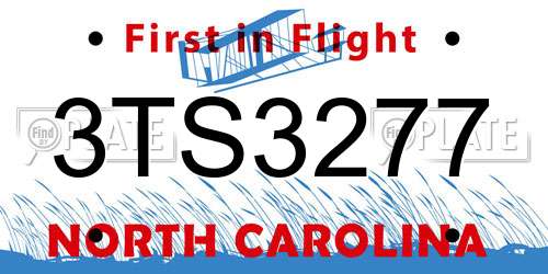 3TS3277 North Carolina License Plate