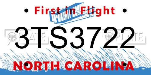 3TS3722 North Carolina License Plate