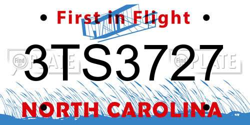 3TS3727 North Carolina License Plate