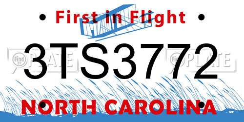 3TS3772 North Carolina License Plate