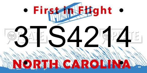3TS4214 North Carolina License Plate