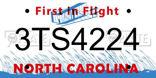 3TS4224 North Carolina License Plate