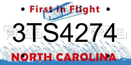 3TS4274 North Carolina License Plate