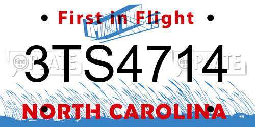 3TS4714 North Carolina License Plate