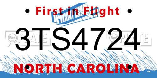 3TS4724 North Carolina License Plate