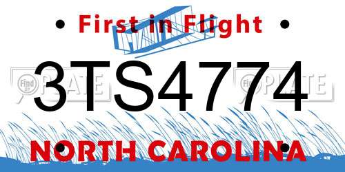 3TS4774 North Carolina License Plate