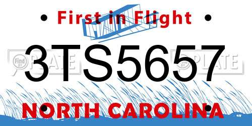 3TS5657 North Carolina License Plate