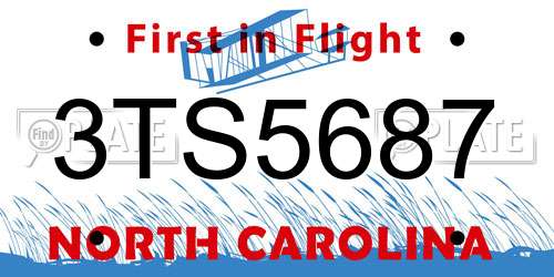 3TS5687 North Carolina License Plate