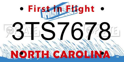3TS7678 North Carolina License Plate