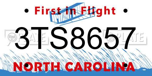 3TS8657 North Carolina License Plate