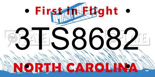 3TS8682 North Carolina License Plate
