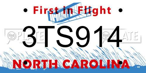 3TS914 North Carolina License Plate