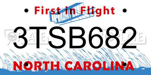 3TSB682 North Carolina License Plate