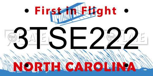 3TSE222 North Carolina License Plate