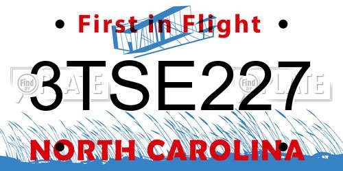 3TSE227 North Carolina License Plate