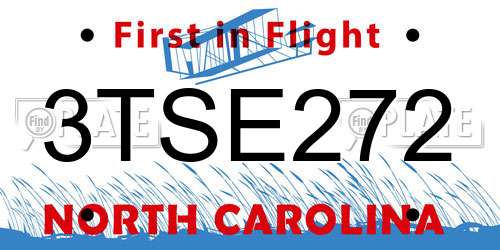 3TSE272 North Carolina License Plate