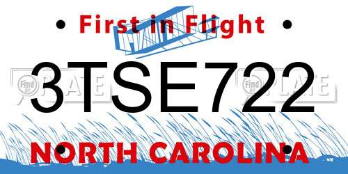 3TSE722 North Carolina License Plate